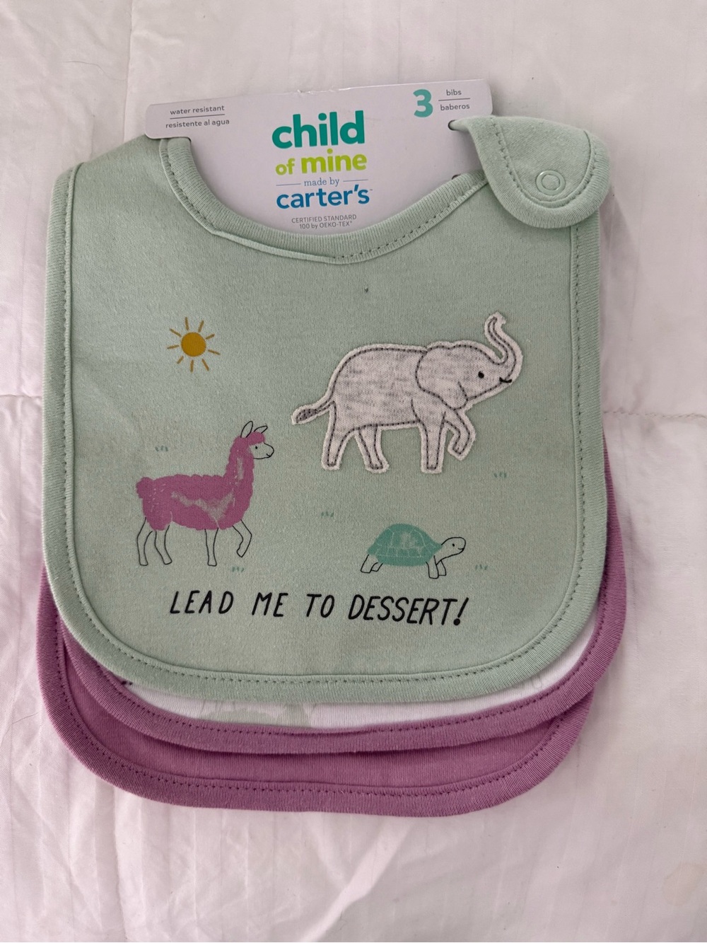 Baby Girls Bibs Set - Mint & Purple